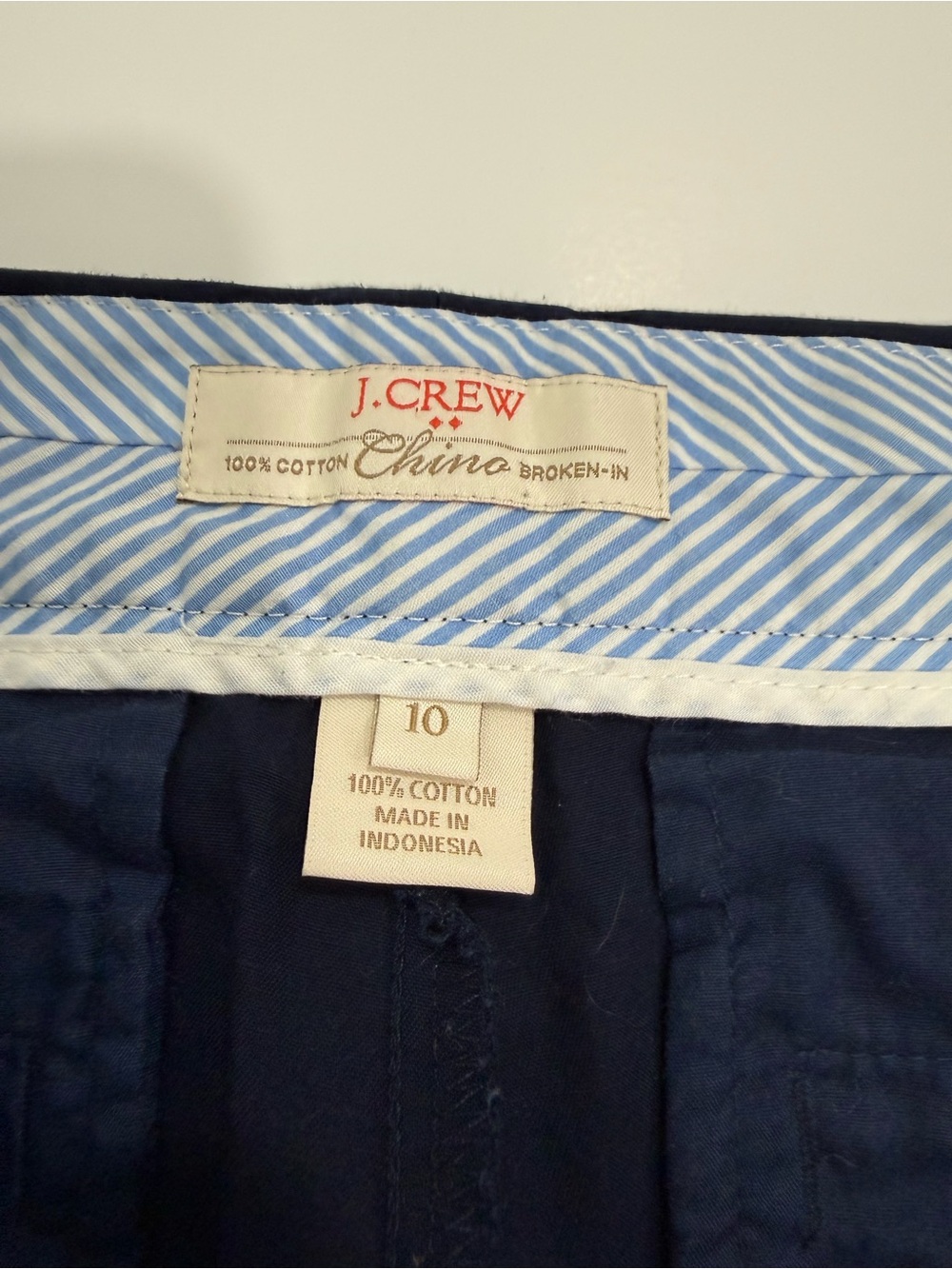 J. Crew Navy 100% Cotton Broken-In Chino Shorts Size 10 Preppy Coastal Summer - Picture 3 of 5